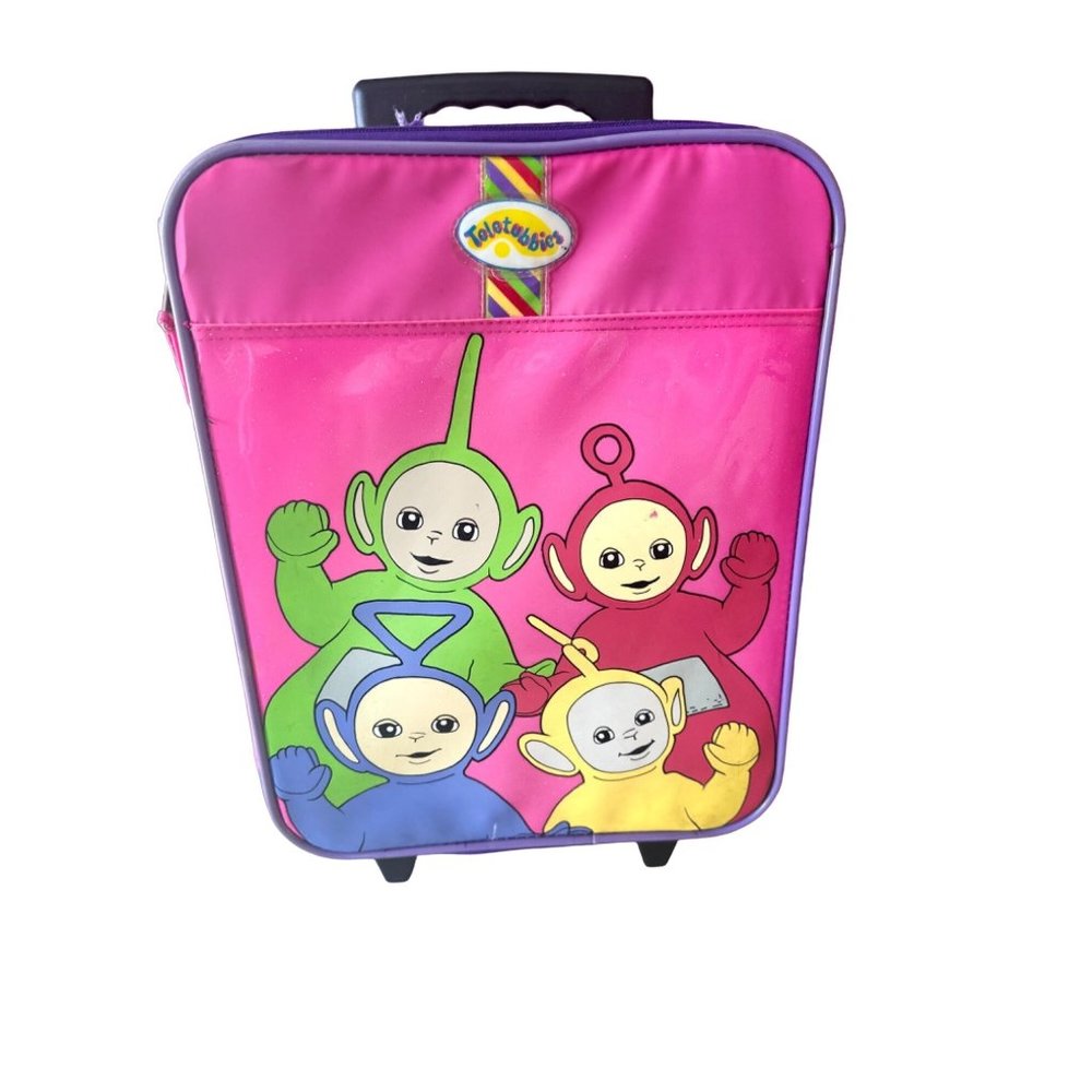 Teletubby Pink Glitter rolling Suitcase Travel Luggage Tote